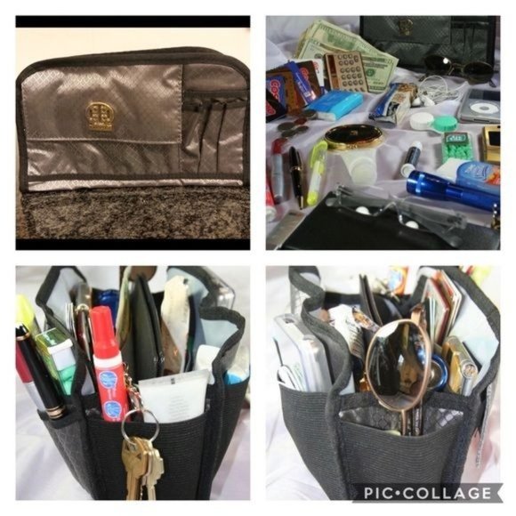 Unbranded Handbags - Purse/Backpack/Bag Organizer Gray Black Mutiple Pocket Multi-Function (BAG ONLY)